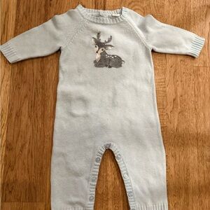 Janie and Jack Light Blue Baby Sweater with Deer